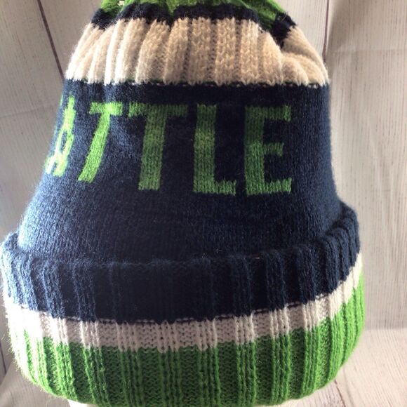 Seattle Football Unbranded Blue Green Beanie With Pom Pom - Picture 4 of 14